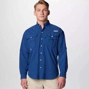 Columbia PFG Bahama II Men's Long-sleeved Fishing Shirt Relaxed Fit Blue Size M